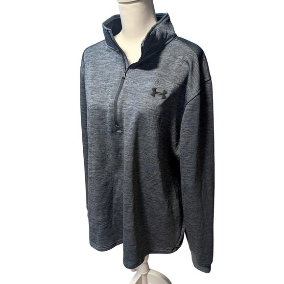 Under Armour Men's ColdGear XXL Blue Quarter-Zip Pullover Outdoor Jacket Shirt - Picture 2 of 6